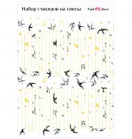 Набор стикеров на типсы Nail Best (ласточки на белом)